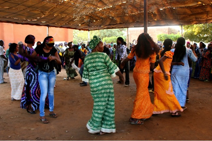 Segou festival music concert dancer traditional dance dress fabric women