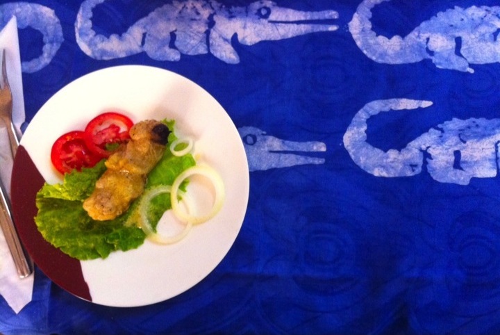 Mali traditional crocodile fabric nem springroll snack