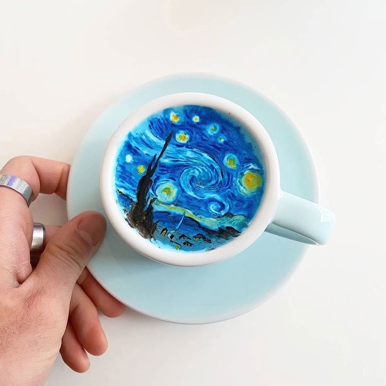 latte art vogue korea starry night van gogh lee kang-bin