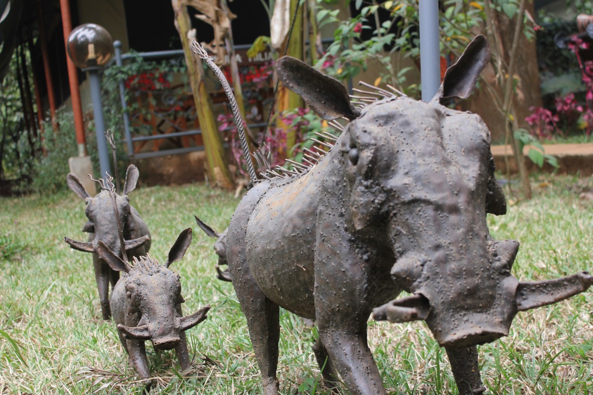 Kenya Nairobi warthog statue Pumba safari