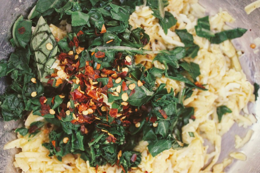 grated cheese spinach red pepper flakes pasta ravioli filling